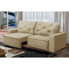 Sofá Retrátil e Reclinável 3 lugares com Molas 2,00m Ana Suede Bege Adonai Estofados