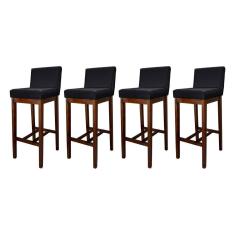 Kit 4 Banquetas Alta com Encosto Estofado Lisboa Madeira Capuccino Suede CCS