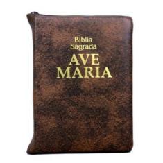 Livro Bíblia Ave Maria de Bolso com Zípper: Zíper - Marrom