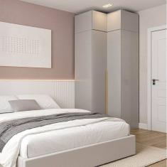 Guarda-roupa Modulado de Canto 2 Peças 4 Portas Jade Cabecasa Madeiramadeira Cinza Urbano