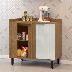 Balcão para Cozinha Canto Reto Toscana Espresso Móveis Freijó/Off White