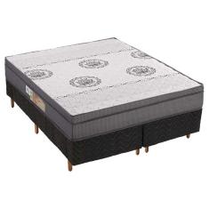 Cama Box Queen: Colchão Espuma Polar D28/EP Orthopremium + Base CRC Rústico Black(158x198)