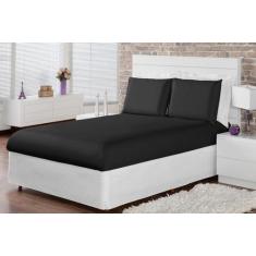 Jogo De Lençol King 3 Peças Com 40Cm Elástico Cor Preto - Shopping Hom