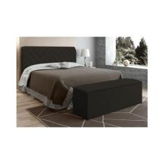 Cabeceira Cama Box Casal Queen 160cm com Calçadeira Baú Paris Veludo C