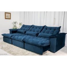 Sofá Retrátil e Reclinável 2,90m em Tecido Veludo C/ Pillow nos Braços