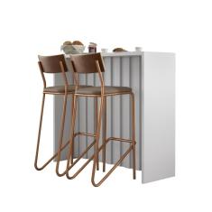 Ilha de Cozinha Milla e Banquetas Carraro Branco Rosê