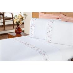 Jogo de Cama Damasco Casal King Percal 200 Fios 100% Algodão 04 Peças 