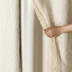Cortina Blackout PVC com Renda 2,00 m x 1,40 m - Bege - Casamada