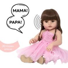 Boneca Reborn de Silicone Que Fala Coelhinha Linda Acessórios - Cegonh