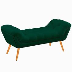 Recamier Calçadeira Casal 140cm Ayla Veludo Verde - Montanaris Decor -