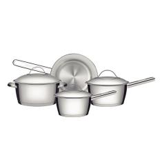 Jogo De Panelas Allegra Em Aço Inox Com Fundo Triplo E Tampas De Inox 4 Peças - Tramontina