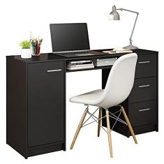 Escrivaninha Mesa para Computador Madesa Alaska 3 Gavetas 1 Porta - Preto