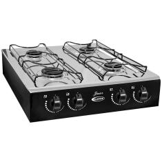 Fogão A Gás Mesa Clarice Junior 4 Bocas Manual Inox/preto