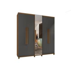 Guarda-Roupa Munique C/Espelho Cinamomo/Grafite – RV Móveis