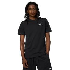 Camiseta masculina Nike Sportswear Club, camisa Nike para homens com ajuste clássico, preto/branco, 2GG