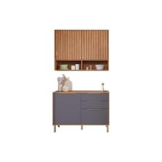 Kit De Cozinha Completa 2 Peças Divina (1aéreo+1balcão) C2p44 Freijo-titanium - Mgm