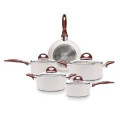 Brinox - Jogo de Panelas Antiaderente Ceramic Life 5 Peças com Fundo de Indução - Vanilla