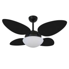 Ventilador Teto Pétalo Preto 4 Pás Mdf Laqueadas Preto 110V