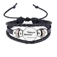 DIYthinker Pulseira com citação No Worries de couro trançado com contas
