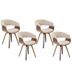 Kit 04 Cadeiras Decorativas para Escritório Recepção Ohana Fixa Linho Bege - Gran Belo