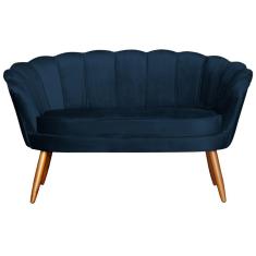 Namoradeira Estofada 2 Lugares Para Sala Comercial Pétala Veludo Azul Marinho - LM DECOR