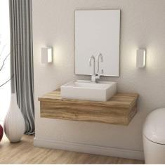 Bancada para Banheiro 80cm com Cuba Q39 800w Metrópole Compace Carvalho