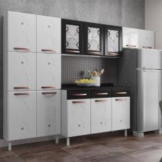 Cozinha Completa 14 Portas 2 Gavetas 3 Vidros Mirage New Telasul Preto