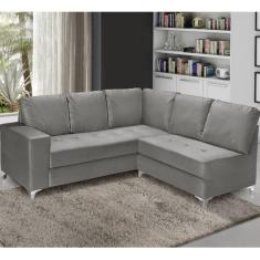 Sofá de Canto 5 Lugares Prata Nabas Cinza
