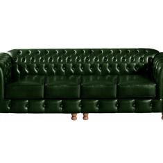 Conjunto De Sofá 4 Lugares E 2 Poltronas Chesterfield Luís Xv Verde