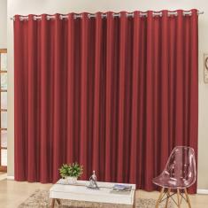 Cortina 3 Mts Sala Quarto Escritório Semiblackout Para Trilho Comum Vermelha