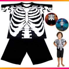 Fantasia Halloween Esqueleto Caveira Infantil Dia Das Bruxas - Brink M