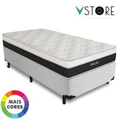 Cama Box Solteiro + Colchão Molas Ensacadas Dallas D33 88x188x58cm Vár
