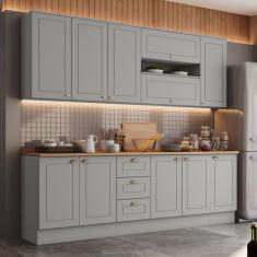 Cozinha Compacta Americana 11 Portas 3 Gavetas 100% Mdf Cinza - Henn, 