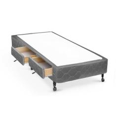 Cama Box Base c/Gavetas Solteiro Poli Tecido Gray (78x27-c/2 Gavs) - C