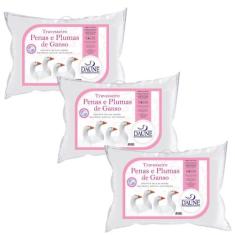 Kit 3 Travesseiros 95% Penas e 5% Plumas - Macio - Daune