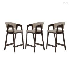 Kit 3 Banquetas Alta para Bancada de Cozinha Ravena Madeira Maciça Cap