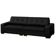 Sofá 4 Lugares 280cm Milano Couro Preto Fosco Gran Belo