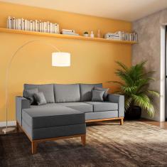 Sofá 3 Lugares Taxco Com Chaise Esquerdo Linho Cinza