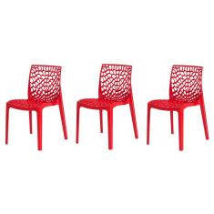 Kit 3 Cadeiras Gruvyer Vermelha