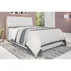 Cabeceira Para Cama Box Casal Isis Amarula MDF MDP Capitonê Branco Framar Móveis