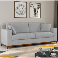 Sofá Living Vintage 3 Lugares 220cm Em Linho Slim Cinza