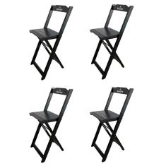 Kit 4 Banquetas Bistrô Dobrável Madeira Hei Preta