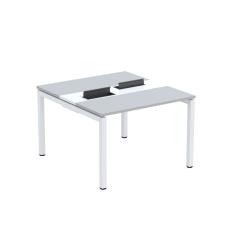 Mesa Plataforma Dupla Com Pé De Aço Para Coworking 110x120 Pdc11-12-2p Cinza-branco