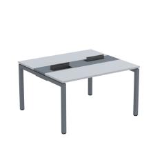 Mesa Plataforma Dupla Com Pé De Aço Para Coworking 130x120 Pdc13-12-2p Cinza-grafito