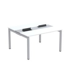 Mesa Plataforma Dupla Com Pé De Aço Para Coworking 130x120 Pdc13-12-2p Branco-cinza