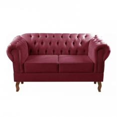 Sofá Dom Pedro 2 Lugares Chesterfield Namoradeira Captonê Bordo
