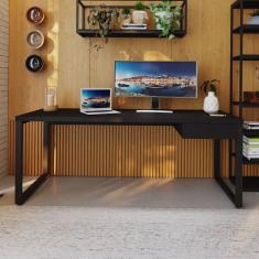 Escrivaninha Yon Presidente Com 1 Gaveta 190x70x75 Preto