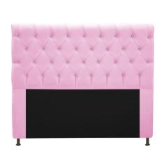 Cabeceira Estofada Cristal 160 cm Queen Size Com Strass Suede Rosa Beb