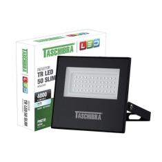 Refletor Taschibra Led Tr Slim 50W Luz Branco Fria 6500K Preto Bivolt,