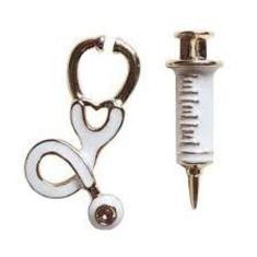 Brinco Profissões Enfermagem Esteto Seringa Folheado A Ouro.